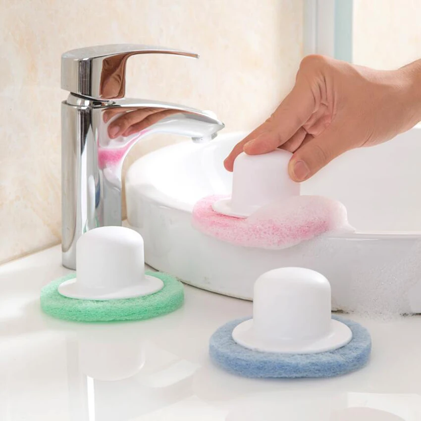 1pc Scouring Pad with Handle Cleaning Kitchen Bathroom Tool Brush Pot Bathtub Stove Household Floor Tile Dish Washing | Дом и сад