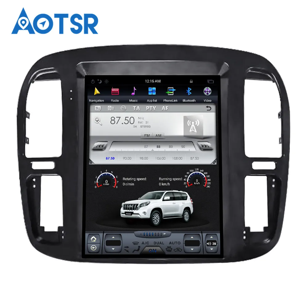 Автомобильный GPS навигатор в стиле Tesla на Android для TOYOTA LAND CRUISER LC100 before 2002 головное