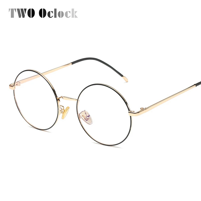 Два Oclock корейские круглые очки оправа анти-синий светильник компьютерные очки металлические Золотые круглые очки близорукость оправы для оптики X091