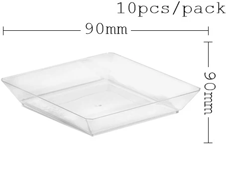 Акция-вечерние принадлежности для свадьбы, одноразовая пластиковая посуда, 90*90 мм черная Современная десертная тарелка Edge, 10/упаковка - Цвет: Transparent Green
