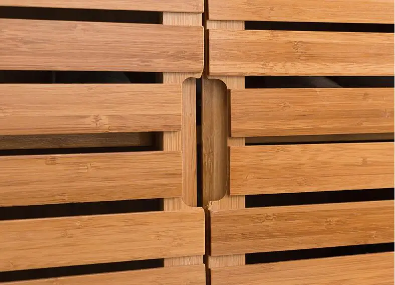 7 Tier Natural Bamboo Floor Standing Shoe Cabinet With 2 Doors Multi-functional Display Rack Bamboo Furniture Storage Cabinet