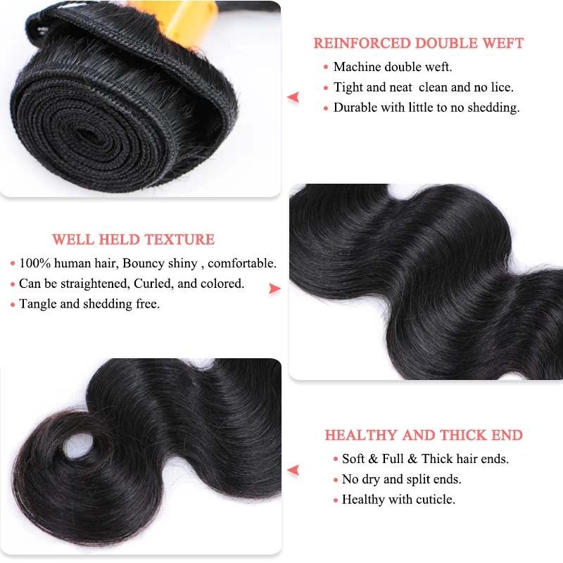 Queen Hair Products Indian Human Hair Body Wave Bundles Deal 8 to 28 Virgin Human Raw Weaves No Tangle