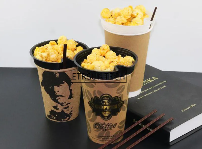 크리에이티브 스낵 컵 홀더, 프라이드 치킨 프라이 팝콘 컵 홀더, 일회용 차가운 음료, 우유 차 플라스틱 트레이, 500 개