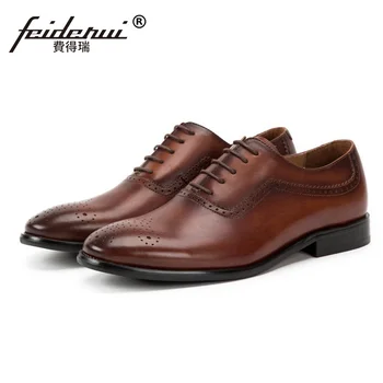 

High Quality Summer Round Toe Man Formal Dress Medallion Shoes Genuine Leather Carved Men's Handmade Breathable Oxfords SS266