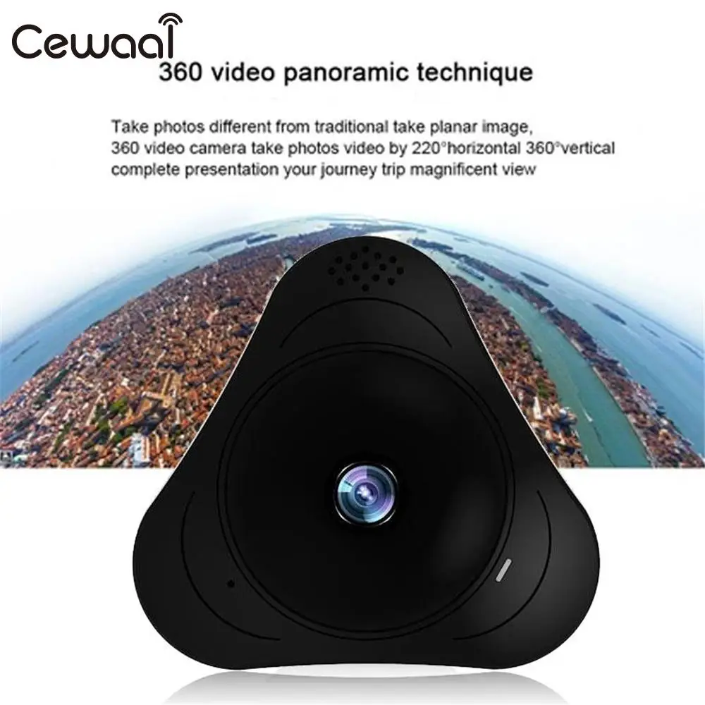 Cewaal 360 Degree Wide Angle Fisheye Panoramic Panorama IP VR Camera CCTV Cam Video IR Night Vision US plug Camcorder Cam