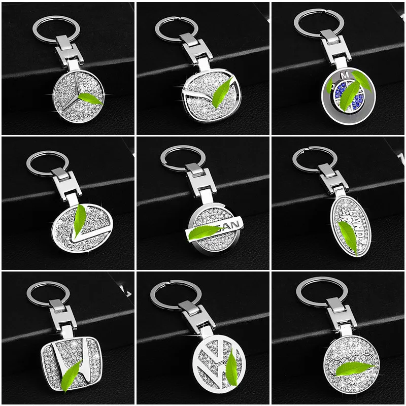 

New rhinestone buckle double sided full brand fashion boutique key chain key ring Audi car logo key chain pendant A140