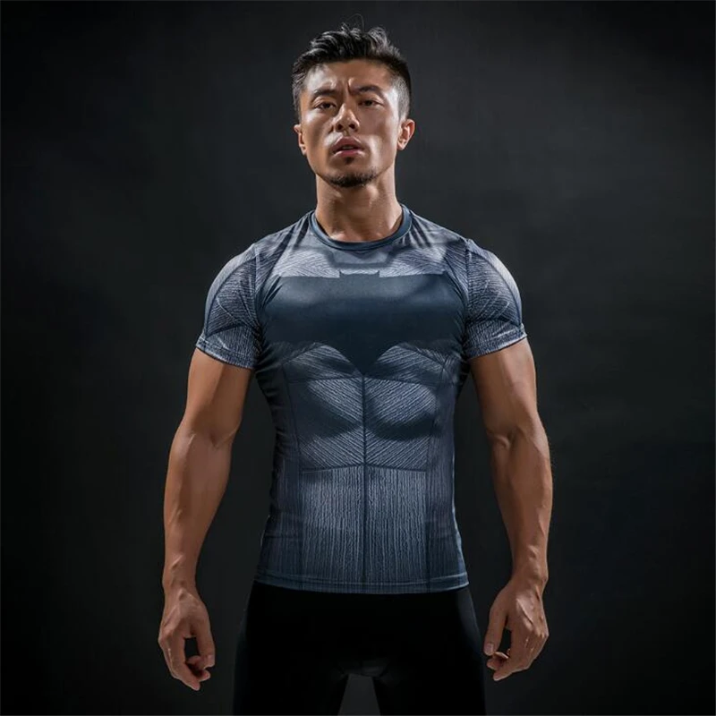 

New Batman VS Superman 3D Printing T-shirt Fitness Compression Shirt Men's Anime Super Hero Bodybuilding Crossfit T-Shirt