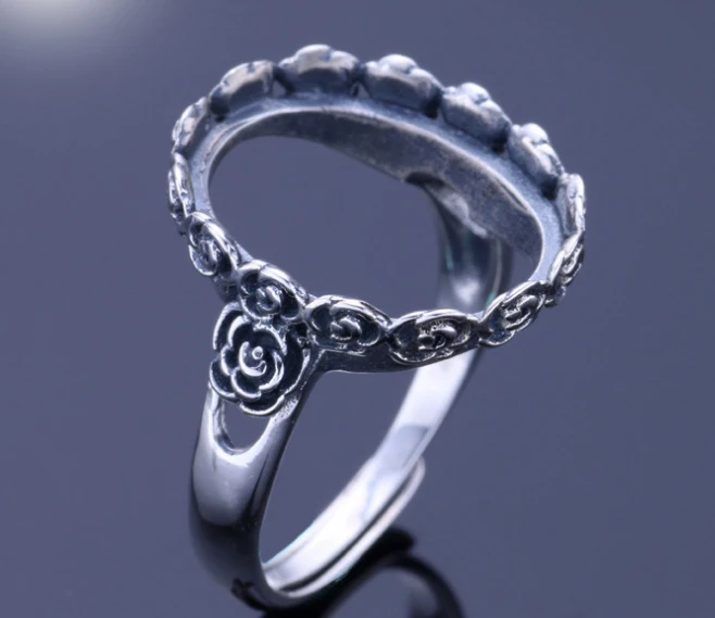 

13*16mm 925 STERLING SILVER women Semi Mount Bases Blanks base blank Pad VINTAGE ring flower Setting set jewelry gift diy A1383