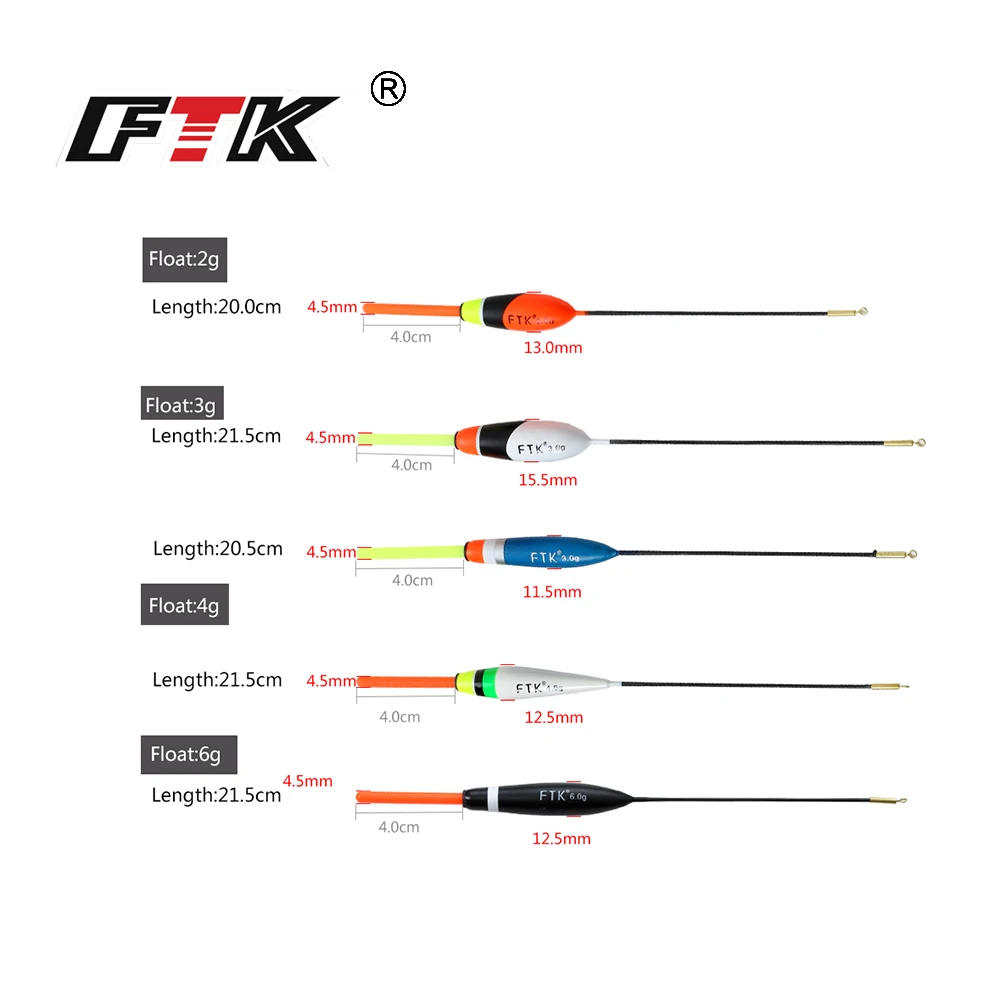 FTK рыболовный поплавок Barguzinsky Fir поплавки 5 шт./лот длина 20 21 см 2/3/4/6 г разные цвета