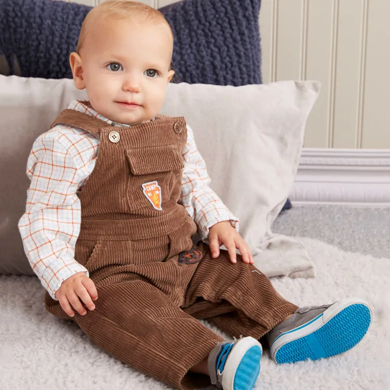 2017 Autumn kids overalls boy clothes Brown 100Cotton children baby