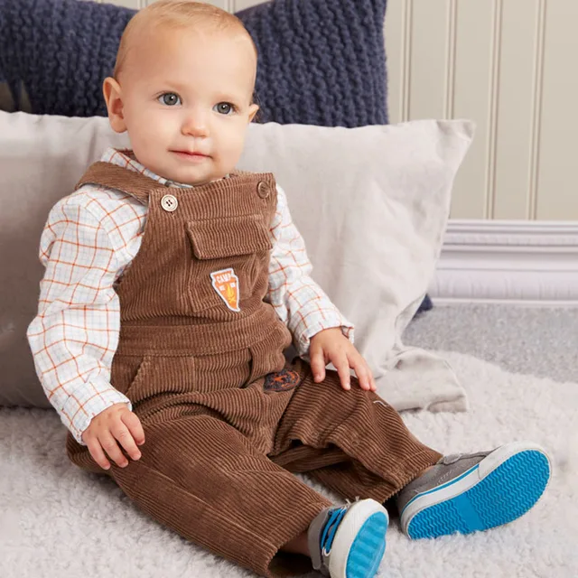 2017 Autumn kids overalls boy clothes Brown 100Cotton children baby
