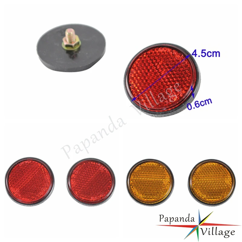 

Papanda New Plastic 2pcs Red Yellow Circular Round Reflective Safety Warning Plate Reflector Dirt Bikes