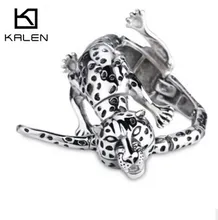 Kalen 2016 Gothic New Jewelry 316L Stainless Steel Animal Leopard Bracelet&Bangle For Men 22cm Punk Cool Accessory Gift