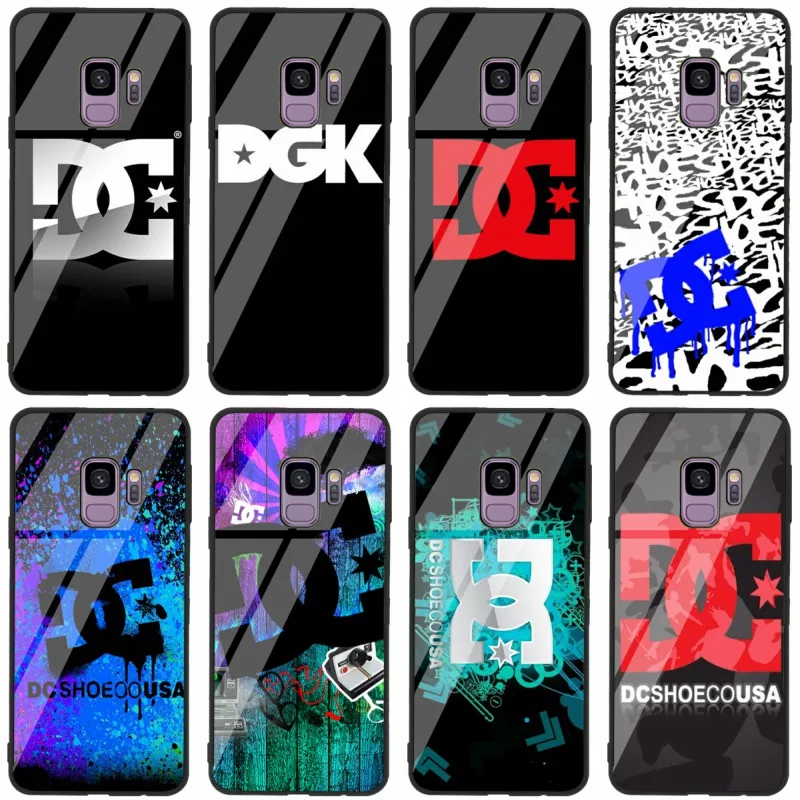 

Tempered Glass Phone Case For Samsung Galaxy S8 S9 S10 PLUS A6 A6S A8 A8S J6 J8 2018 NOTE 8 9 Dc Shoes Logo Cover