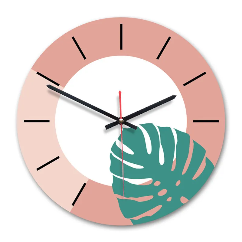 

Ins creative wall clock living room home decoration Nordic green plant clock wall hangings