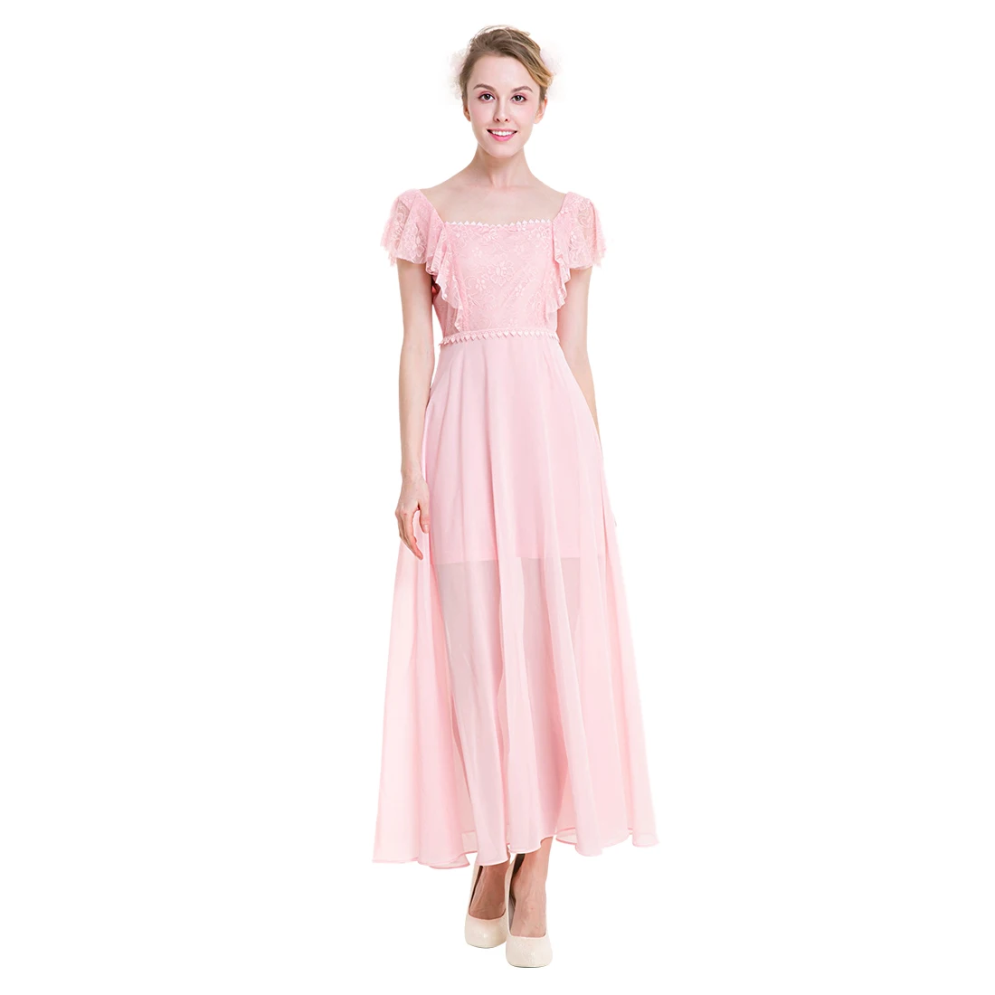 TFGS Original Design Women Summer Sweet Lace Chiffon Long Dress For Women Elegant Royal Boho Dresses