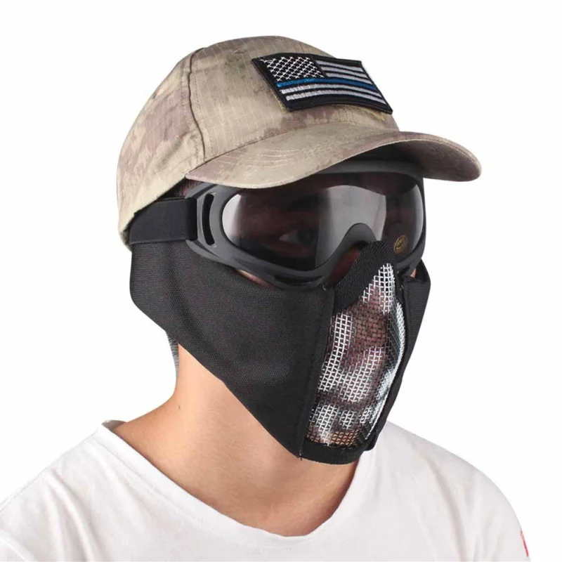 Airsoft Tattico Fan Esercito Camuffamento Gioco Maschera di Pollo Nuovo mezzo viso metal acciaio сетка maschera