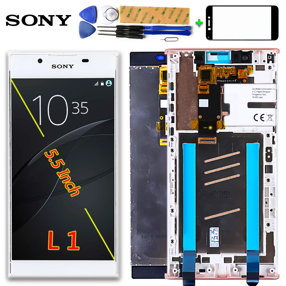 Sony 5,5 дюймов ЖК-дисплей для sony Xperia L1 G3312 сенсорный экран дигитайзер Сенсорная панель в сборе G3311 G3313 рамка с инструментами