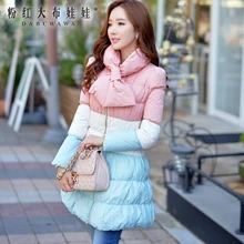 dabuwawa Fashion 2016 Brand Winter Thickening Pink Blue White Plus Size Elegant Long Women Down Jacket Wholesale
