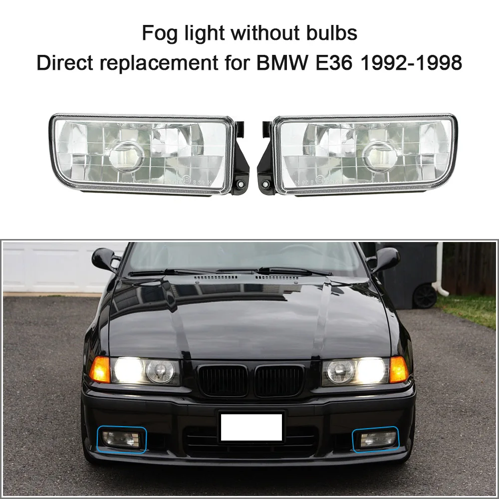 

Car-styling Front Fog Light for BMW E36 1992-1998 H1 Base without Bulbs Car-detector Headlights Lens Lamp Daytime Running Lights