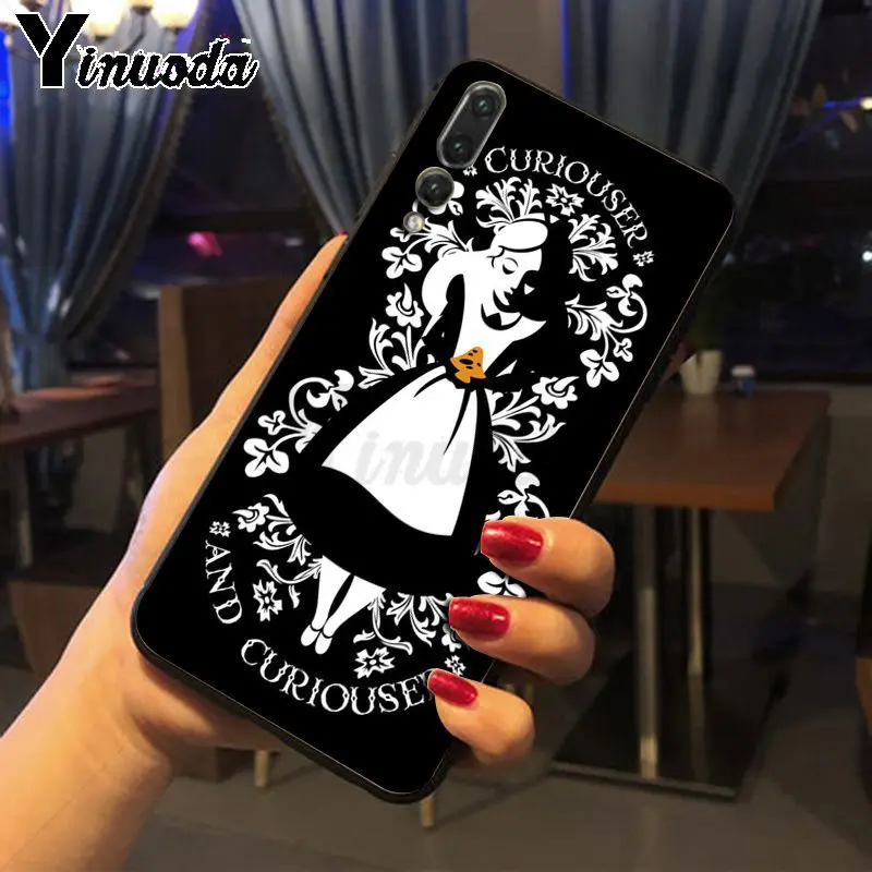 Yinuoda Алиса в стране чудес чехол черный мягкий для телефона huawei p20 pro p20lite mate10pro nova 3i