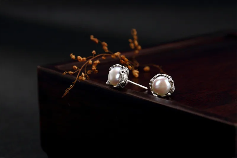 V. YA серьги из натурального пресноводного жемчуга женские серьги гвоздики цветок 925 пробы серебряные ювелирные изделия дамы bijoux подарки