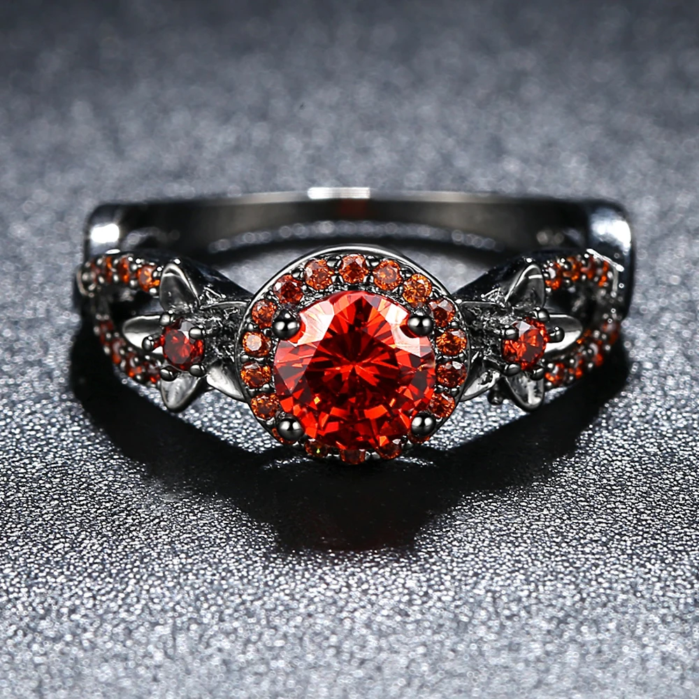 

Sexy Mom Vintage Rings Black Gold Filled Jewelry Women Men's ring men jewelery Multicolor Cubic Red Zircon Ring Colors