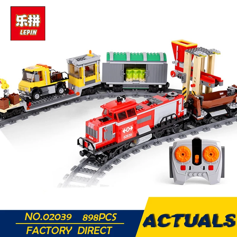 

LEPIN 02039 898Pcs New City Series Red Cargo Train Set Children Building Blocks Brick Educational Children Toys Model 3677