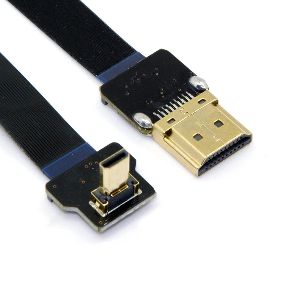 BAAQII 90 градусов вверх угловой FPV Micro HDMI штекер к FPC плоский кабель 50 см AA4069|Кабели HDMI|