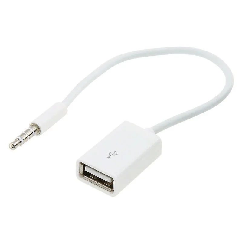 12v Car 3.5mm Male AUX Audio Plug to USB 2.0 Female Converter Adapter Cable New
