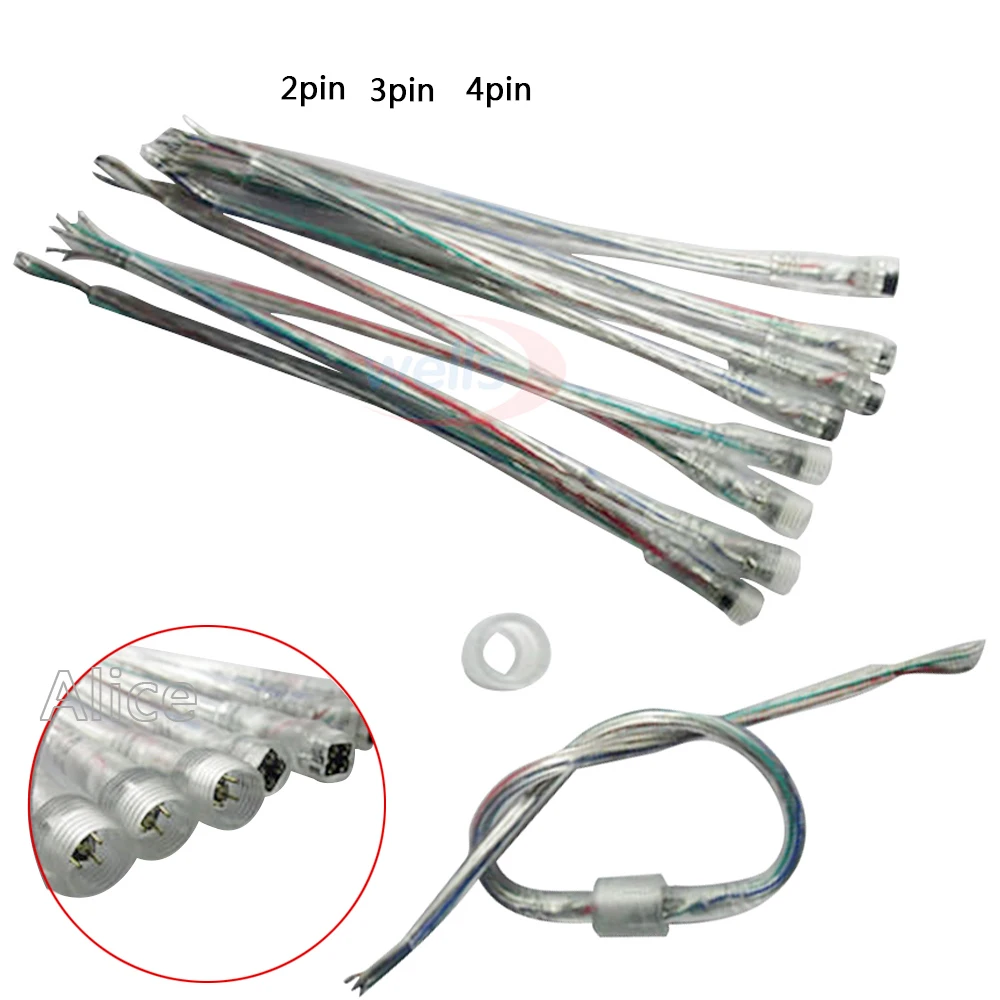 

2 Pin 3 Pin 4 pin Waterproof Cable Transparent LED connector Male Female Plug For Single Color/RGB LED Strip Light