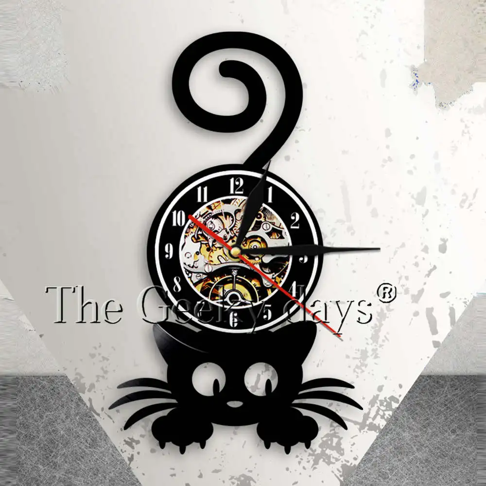 Crazy Cat Lady Wall Art силуэт котенок кошка с забавным хвостом домашний декор настенные
