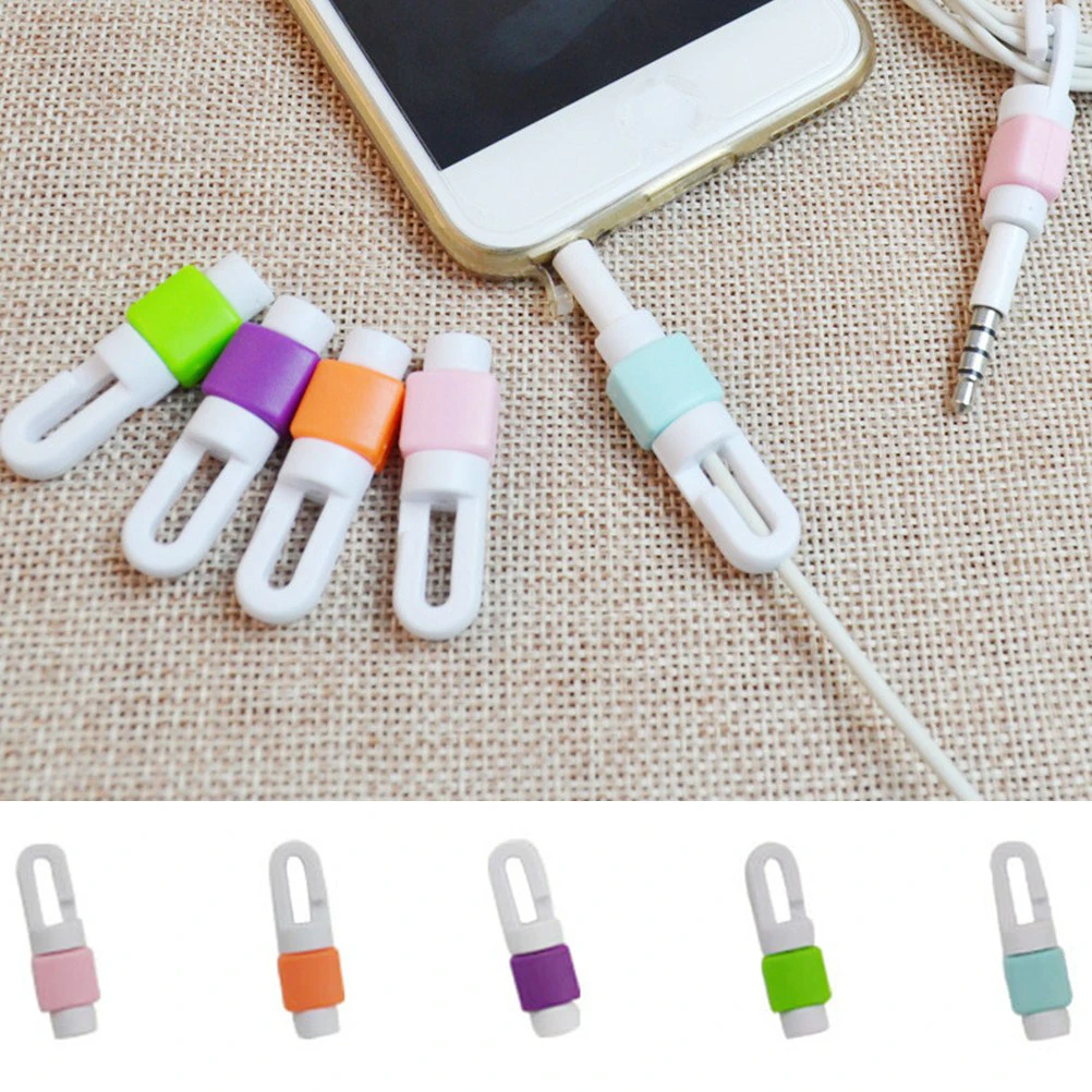 5pcs Cute Cable earphones Protector For iPhone Sansung HTC USB Colorful Data Earphone Cable Cover protector
