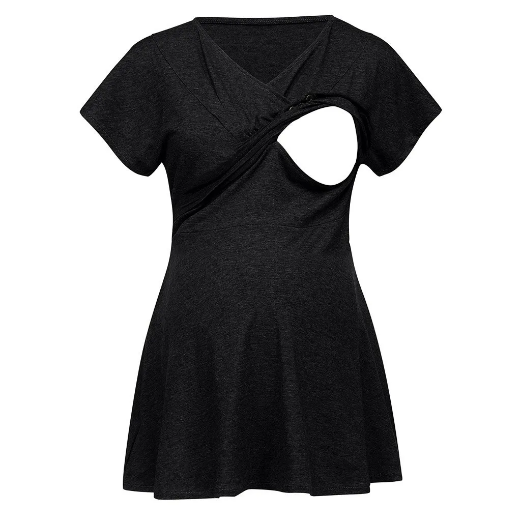 

Maternity Clothes Women Maternity Short Sleeve Comfy Layered Nursing Top T-shirt For Breastfeeding Pregnant Clothes Embarazada