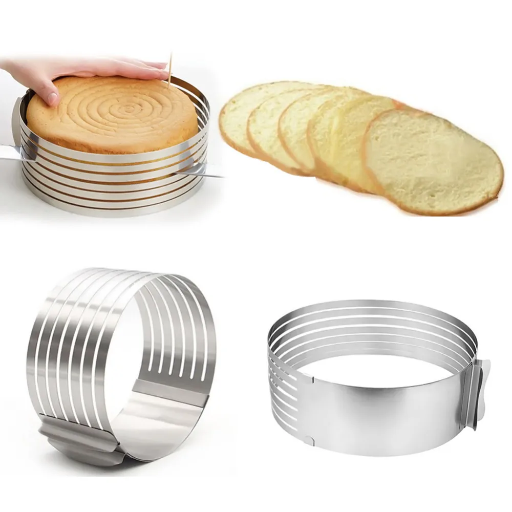 

10-12 Inch Stainless Steel DIY Adjustable Retractable Circular Ring Cake Layered Slicer Baking Tool Kit Set Mousse Mould Slicing
