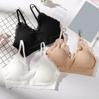 

2019 Women Lace Patchwork Strap Bras Casual Tops Tube Chest Wrap Bandeau Underwear