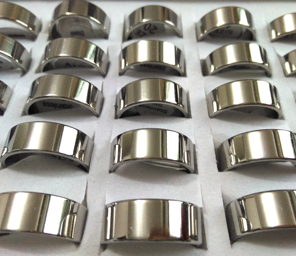 

50PCS Fashion Silver Band Rings Men Women Stainless Steel Wedding Rings 8mm Classic Quality Jewelry Wholesale