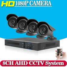 NINIVISION HD 2MP Video Surveillance CCTV System 8CH HD 1080P HD AHD DVR Kit 4*1080P Outdoor Security Camera System 1TB HDD