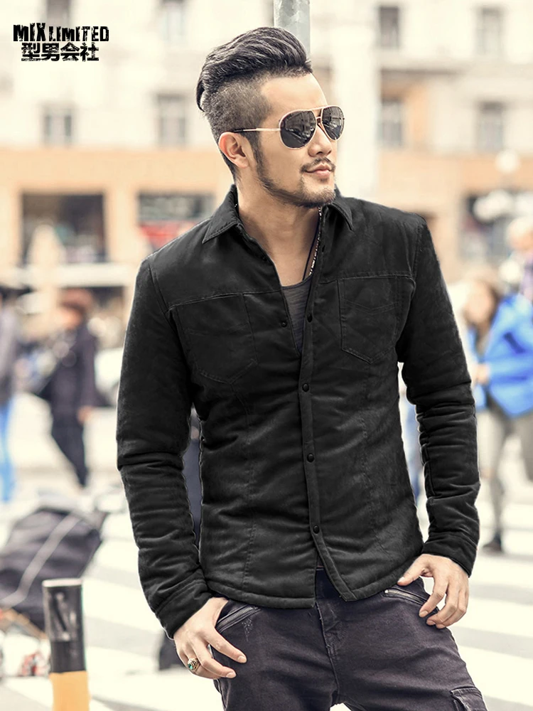 Для мужчин осень модный бренд Slim Fit с длинным рукавом пальто плед хлопок