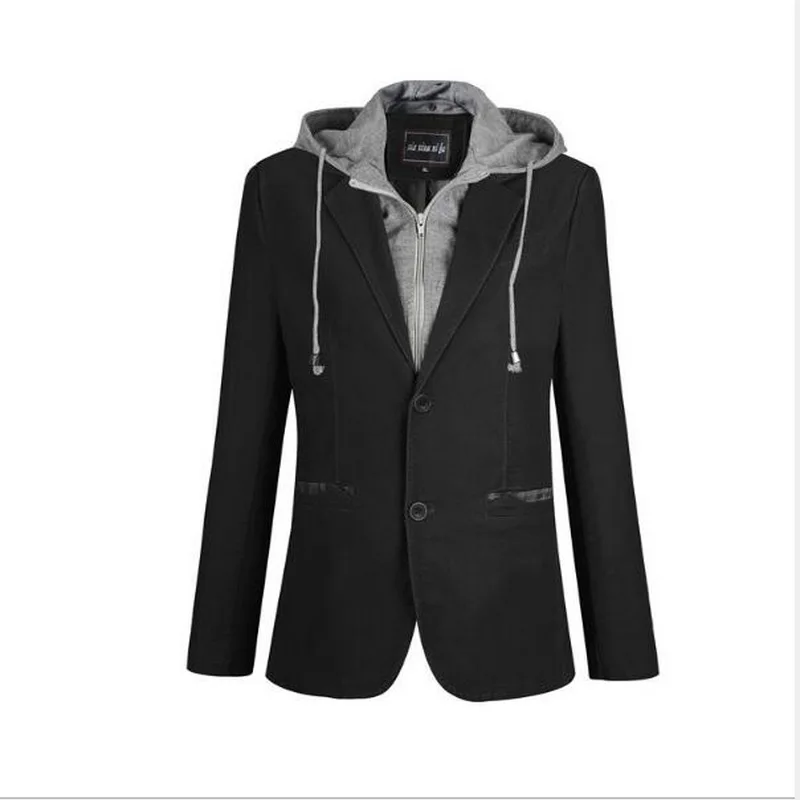 Blazer capucha para Chaqueta de algodón, gorro descarga, traje falso de dos piezas, chaqueta con hebilla única - AliExpress