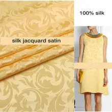 Цвет шампанского желтый грика шелковая атласная жаккардовая ткань шелк 16 момме 110 см