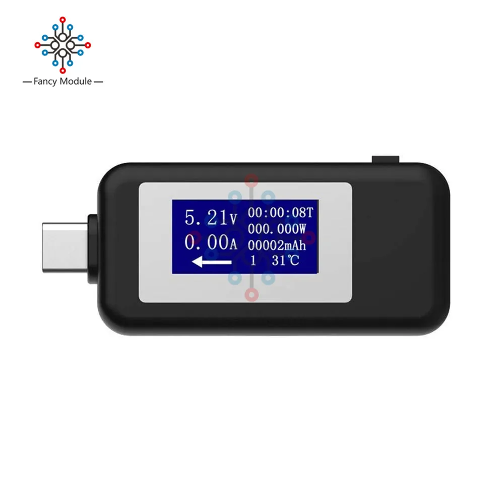 

Type-C Multi-Use Tester Digital Display Voltmeter Ammeter Power Meter Thermometer USB Charger Detector Type-C Tester