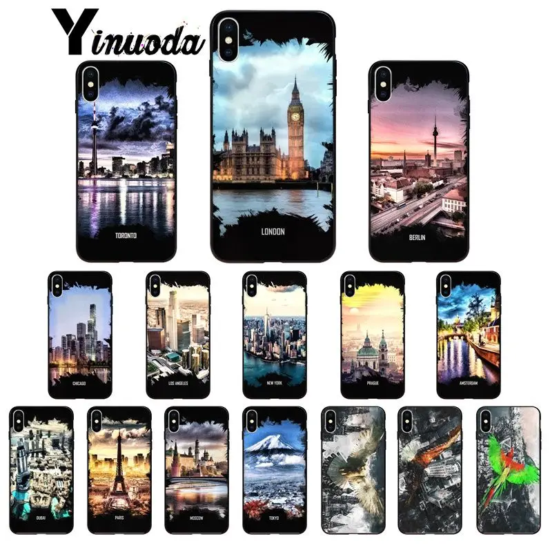 Yinuoda художественный мягкий силиконовый черный чехол для телефона Apple iPhone 8 7 6 6S Plus X