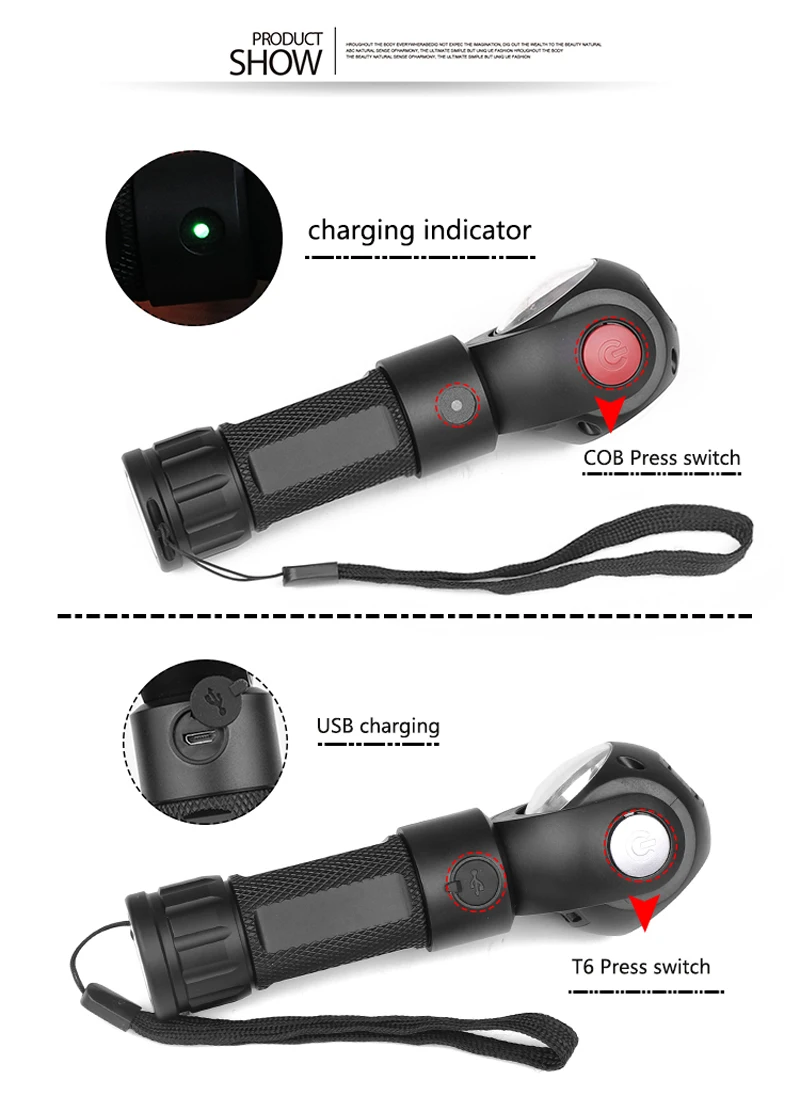 XANES 1315 T6+ COB 7 режимов 360 ° Вращающаяся головка фонарик Магнитный хвост usb зарядка светодиодный фонарь для кемпинга фонарь Рабочая лампа