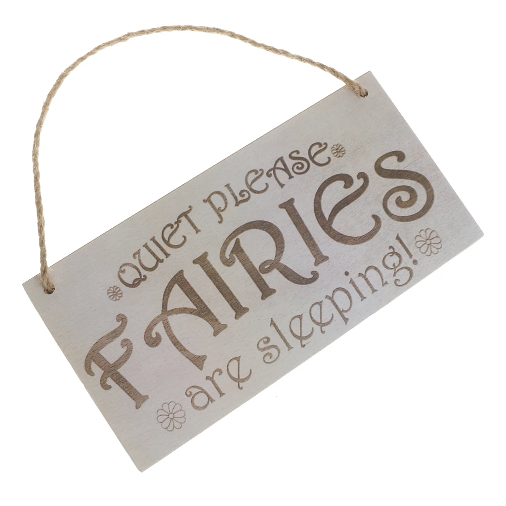 Wooden Hanging Board Rectangle With Quiet Please Fairies Are Sleeping Sign Home Bedroom Door In front Decor High Quality 
