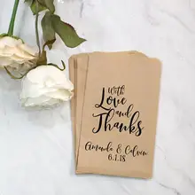 На заказ любовь и шоколад Свадьба попкорн конфеты буфет treat сумки день рождения для новобрачных, вечеринка в честь новорождённого хлебобулочных печенья сувениры мешочки