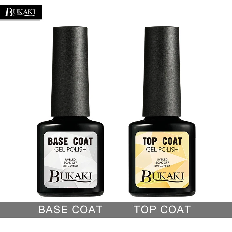 BUKAKI Long Lasting No Clean Top Coat Base Coat UV Gel Nail Polish