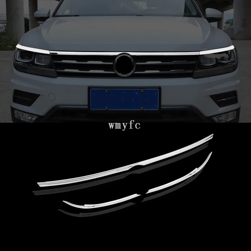 

for 2016 2017 2018 2019 VW tiguan mk2 European version FRONT HOOD BONNET GRILL LIP MOLDING COVER TRIM BAR GARNISH MESH