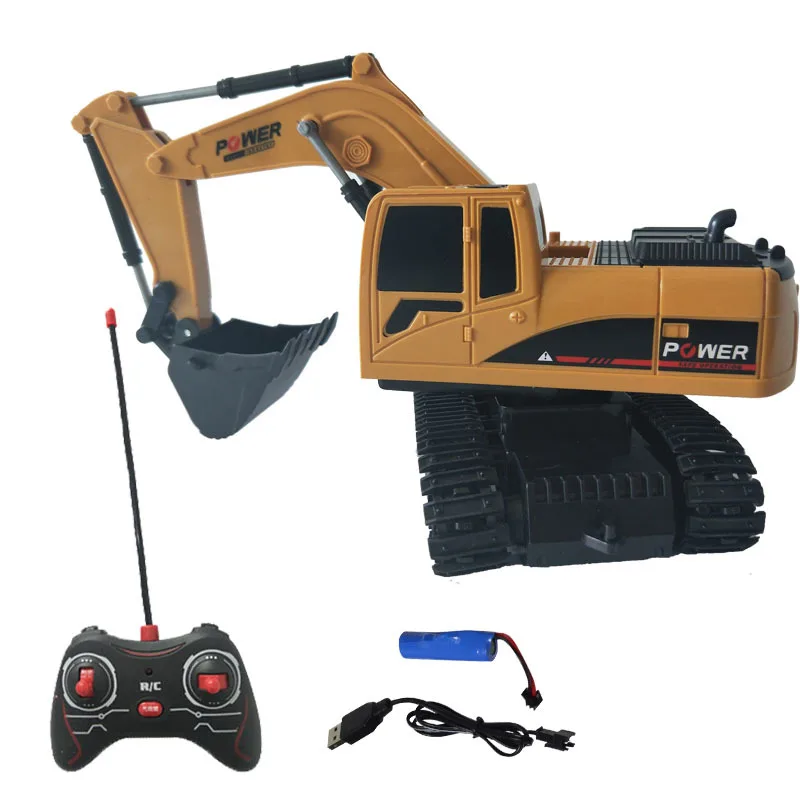 RC Truck Toys 5CH Excavator Alloy 2.4G Backhoes Bulldozer Remote Control Digger Engineering Vehicle Model Electronic Kids Toys