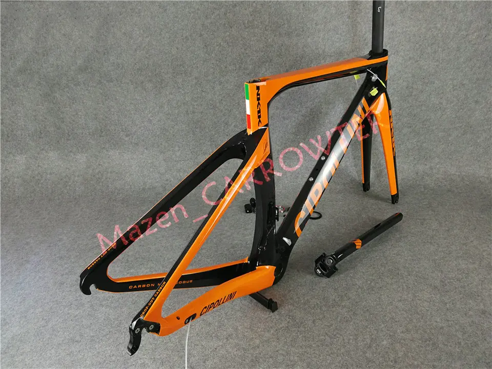 T1000 3K/1K CARROWTER bicycle Frameset Orange-Black Fluo Cipollini NK1K carbon road bike frame with BB68/BB30 Matte/Glossy